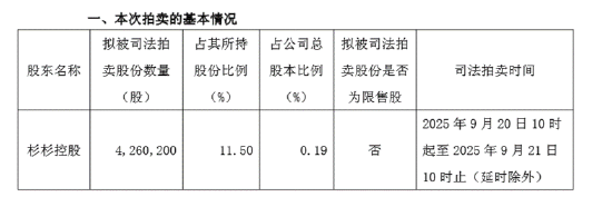 杉杉股份426万股将被拍卖 股东杉杉控股被列为被执行人、周顺和被限制高消费
