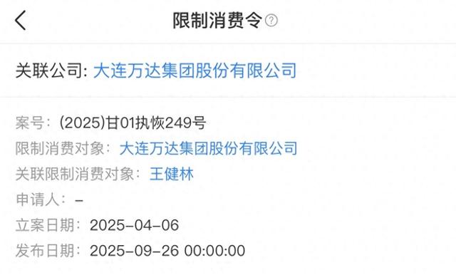 大连万达集团及王健林被限制高消费 第1张