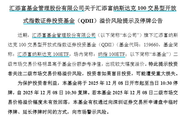 美股QDII基金扎堆提示溢价风险 两只ETF将停牌 第2张