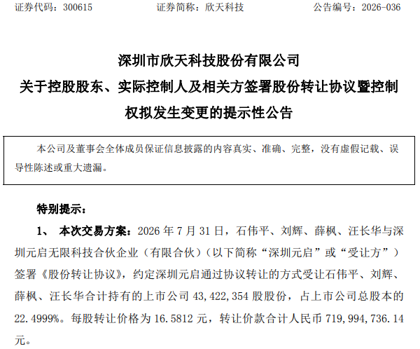 300615，拟易主，交易对价溢价90%