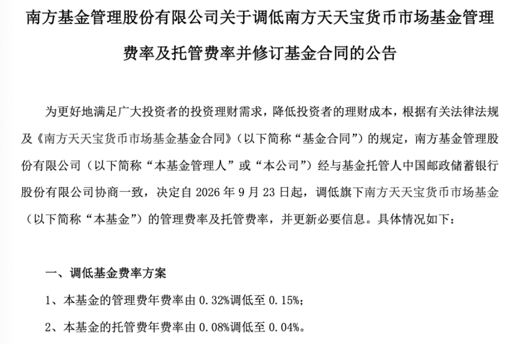 基金降费潮延续:南方天天宝货币、永赢天天利货币基金费率降至0.15% 第2张 基金降费潮延续:南方天天宝货币、永赢天天利货币基金费率降至0.15% 第2张